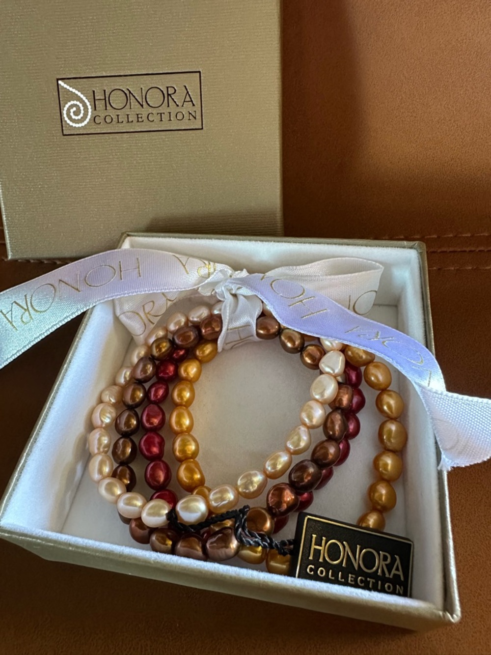 Set 4 Honora Freshwater Cultured Pearl Stretch Bracelet Baroque NWT Box Gift